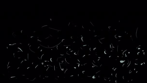卡通流口水从下到上落在一个黑色的屏幕上 粘性液体的动画折叠成一堆 通道的4K中的涂鸦粒子 — 图库视频影像
