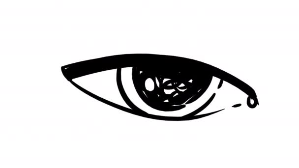 Φλερταρισμένη Γυναικεία Εμφάνιση Μακιγιάζ Animation Του Πτερυγισμού Βλεφαρίδες Λευκό Φόντο — Αρχείο Βίντεο
