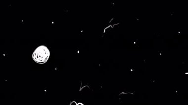 Siyah ekranda eski filmlerde küçük beyaz lekeler var. Retro klip sanat hisse senedi efekti ve titreşimli karalama çemberleri. Hikayelerle ve nostalji bloglarıyla örtbas etmek için çizikler ve sıyrıklar.