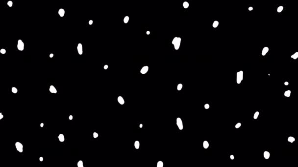 黒いスクリーンの大きな白い点 アルファチャンネル付き4Kの落書きスポットを備えたストック抽象テクスチャ オーバーレイのための点が付いているアートの背景 — ストック動画