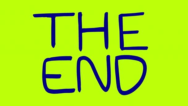Кінець Каракулі Анімація Чорному Екрані Стокове Відео Кліпом Закінчується Синіми — стокове відео