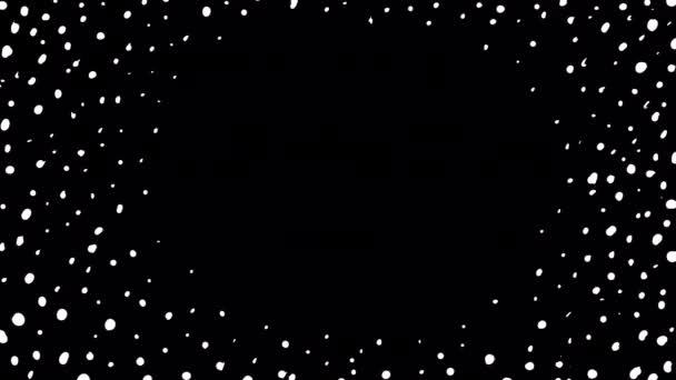 Kerek Keret Fehér Firkálmánypöttyökkel Fekete Képernyőn Dinamikus Mozgástér Tartalom Szöveg — Stock videók
