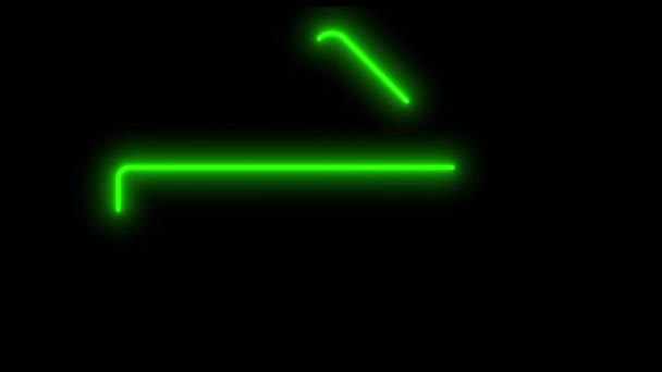 Egy Neon Jel Animációja Villog Fekete Képernyőn Stock Videó Fénylő — Stock videók