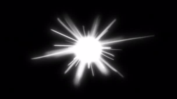 在黑色的屏幕上旋转着闪亮的圆圈 有光源的库存视频和有阿尔法通道的4K射线 摘要卡通人物 — 图库视频影像