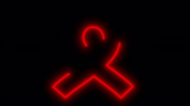 Siyah ekranda kırmızı neon kurdele. 4K 'da alfa kanallı AIDS tedavisi kavramı ile hisse senedi animasyonu.