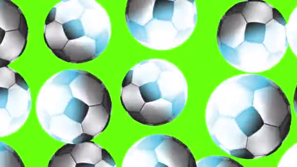 Animação Bolas Futebol Girando Uma Tela Verde Fundo Futebol Visualizar — Vídeo de Stock