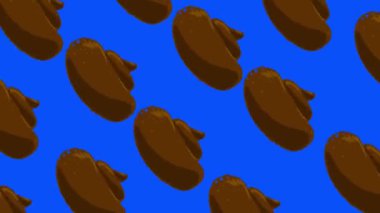 Mavi ekranda dönen çizgi film kakası. 4k içinde dışkıyla çevrili arkaplan.