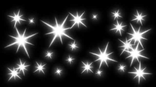 Animação Relâmpagos Brilhantes Com Raios Longos Uma Tela Preta Estrelas — Vídeo de Stock