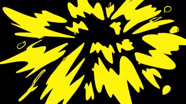 Explosão Desenhos Animados Uma Tela Preta Animação Reserva Faíscas Amarelas — Vídeo de Stock