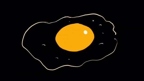Cartoon Broken Egg Black Screen Animation Frying Eggs Alpha Channel — Stock Video