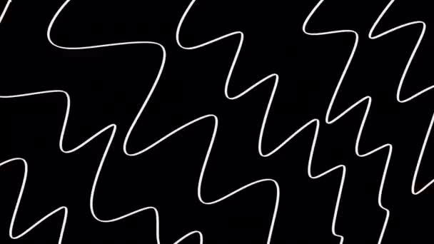 Draaiende Golvende Witte Lijnen Een Zwart Scherm Radio Interferentie Animatie — Stockvideo