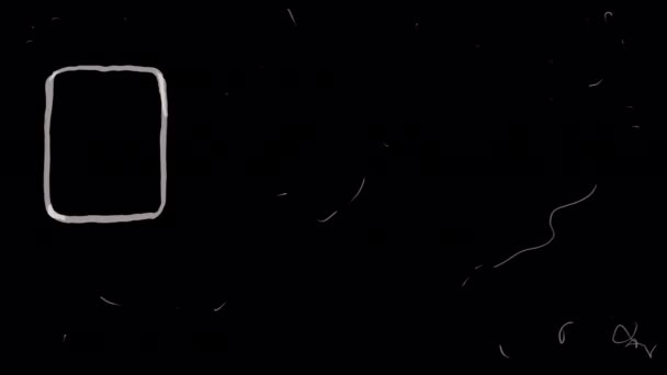 Vieja Tira Película Con Arañazos Blancos Una Pantalla Negra Superposición — Vídeo de stock