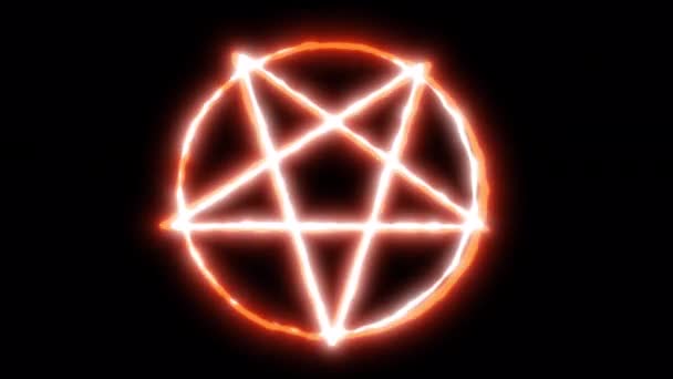 Animation Burning Pentagram Black Screen Concept Summoning Devil Occultist Stock — Stock Video