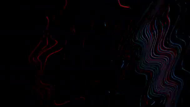 Wavy Glitch Interference Blue Red Channel Black Screen Stock Effect — Stock Video