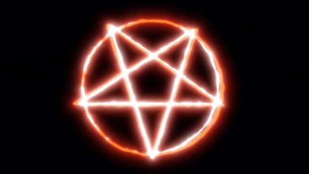 Animáció Egy Égő Pentagramma Egy Fekete Képernyőn Fogalom Hogy Okkultista — Stock videók