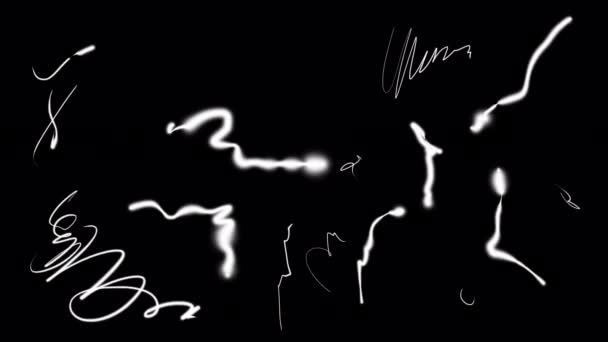 Big Animation Doodles White Lines Black Screen Stock Animation Abstract — Stock Video