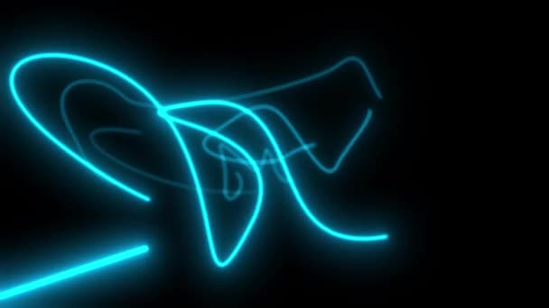 Tunnel Animation Med Neon Line Ritning Svart Skärm Kaotisk Rörelse — Stockvideo