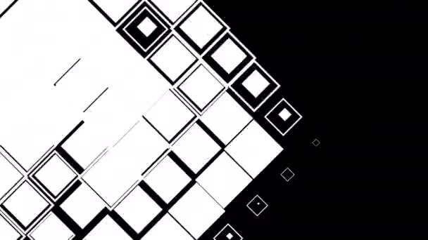 Uma Transição Vídeo Simples Com Quadrados Brancos Uma Tela Preta — Vídeo de Stock