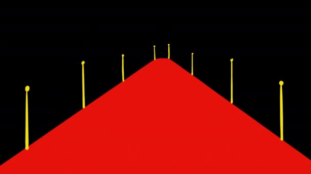 Анимация Красной Ковровой Дорожке Блестками Вспышками Черном Экране Концепция Фестиваля — стоковое видео