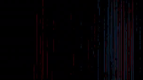 Горизонтальные Полосы Повреждений Синим Красным Каналами Черном Экране Эффект Повреждения — стоковое видео