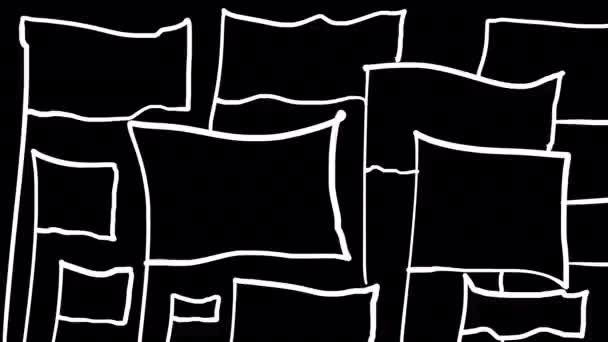 Big Animation Doodles White Lines Black Screen Stock Animation Abstract — Stock Video