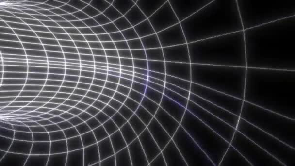 Letím Neonovým Tunelem Černé Obrazovce Abstraktní Animace Geometrického Vnějšího Prostoru — Stock video