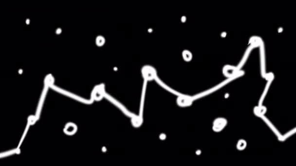 黑色荧幕上有涂鸦和白线的大型动画 带有阿尔法通道的4K抽象吃法的库存动画 — 图库视频影像