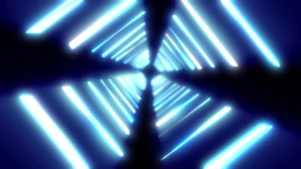Анімація Хрестоподібного Тунелю Палаючими Ліхтарями Чорному Екрані Зовнішній Простір Освітлений — стокове відео