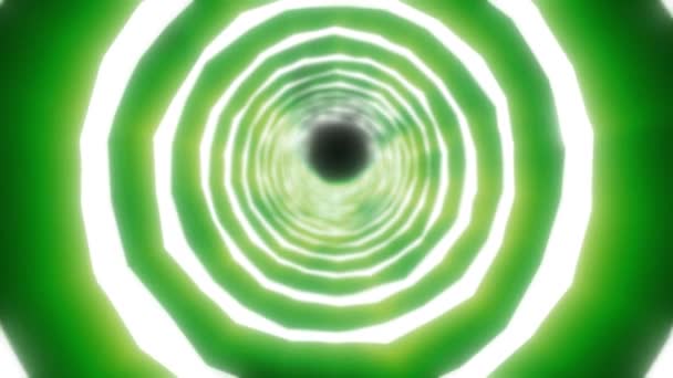 Animation Eines Tunnels Mit Leuchtenden Grünen Ringen Auf Einem Schwarzen — Stockvideo