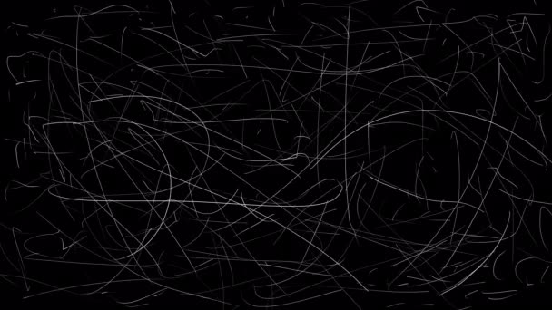 Grande Animação Com Rabiscos Linhas Brancas Uma Tela Preta Animação — Vídeo de Stock