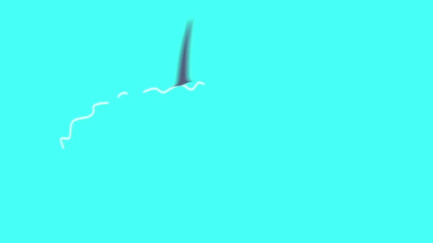 Bir Köpekbalığının Mavi Ekranda Daire Çizdiği Basit Bir Çizgi Film — Stok video