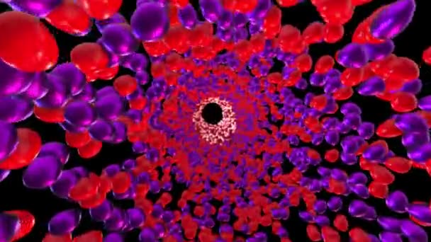 Túnel Huevos Multicolores Una Pantalla Negra Stock Abstracto Animación Acción — Vídeos de Stock