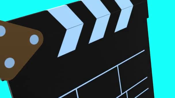 Film Clapperboard Tourne Approche Sur Écran Bleu Animation Transition Vers — Video