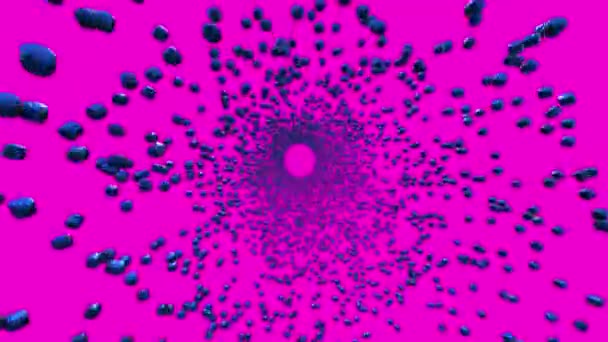 Blaue Pillen Rotieren Auf Einem Rosa Bildschirm Abstrakter Tunnel Aus — Stockvideo