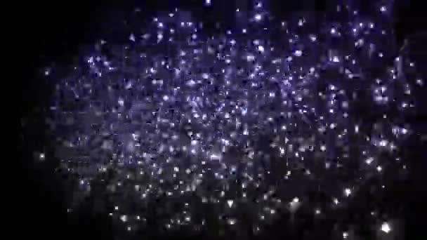 Looped Flickering Blue Particles Black Screen Stock Animation Flying Sparkles — Stock Video
