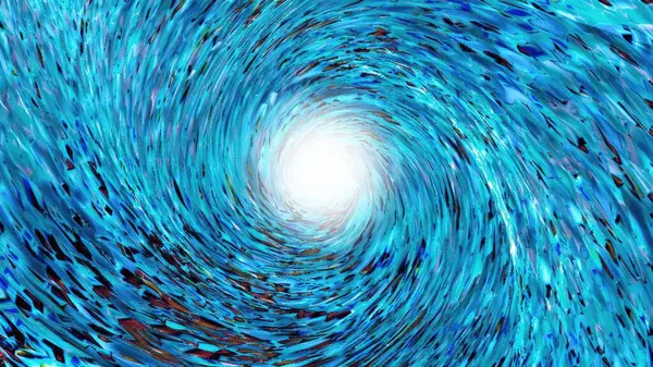 Pürüzsüz çizgileri ve parlak bir merkezi olan soyut mavi arkaplan.