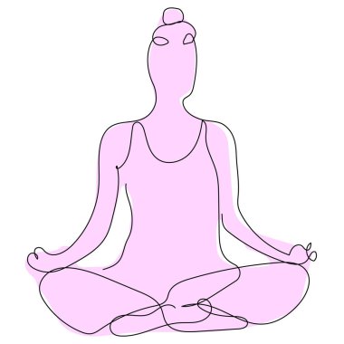 Huzuru somutlaştıran ve dingin pembe bir çevreye odaklanan bir kişi meditasyon pozunda bacak bacak üstüne atarak oturur..