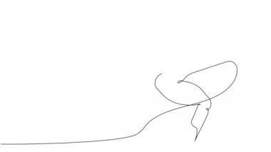 Devamlı çizgili bir sanat figürü, soyut bir bükülme ile dinamik bir koşu duruşu vurgulayan hareket halindeki bir kadını tasvir eder..