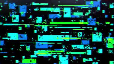 Parlak, soyut şablonlar çarpışıyor ve yer değiştiriyor, alacakaranlıkta kararan şehir zeminine karşı büyüleyici bir renk ve kaos ortamı yaratıyor..