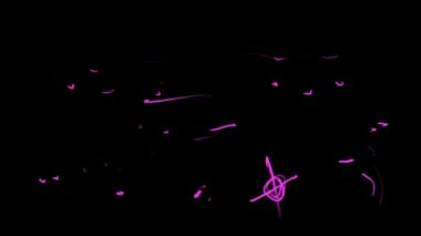 Pembe çizgiler ve siyah ekrandaki pürüzlü noktalar. Üst üste koymak için 4K 'da sanat ve kaba efekt.