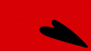 Büyük kırmızı bir kalp siyah ekranı doldurur. Aşk temalı kalp şeklinde bir video geçişi. Romantizm siluetleri alfa kanallı 4K 'da kusursuz sahne değişimi için. 2B sanatsal çerçeve dolumu.