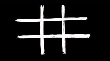 Siyah ekranda elle çizilmiş ızgara simgesi. 4K 'da alfa kanalı ile beyaz çizgileri aşan stok videosu.