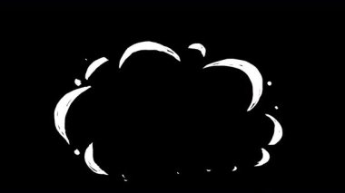 Siyah ekranda her yönden duman yükseliyor. Patlama, rüzgar ya da alfa ile 4K 'ya düşme karikatürü. Sinema sahneleri için buhar 2B biçiminde yayılıyor.