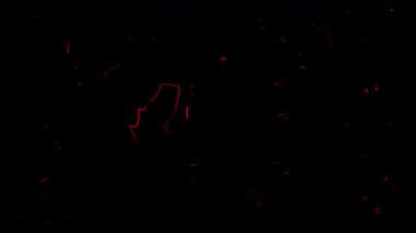 Kaba bir film dokusunda kırmızı çizikler ve kablolar. 4K 'da alfa kanalı ile nostaljik örtüşme için retroskopik kaotik etki. Kırık ortam görünümü.