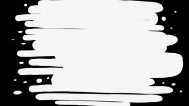Siyah arka planda beyaz boya damlıyor. 4K 'da alfa kanallı beyazlatıcı ile görüntü değişimi. Sahne değişimi için fırça darbeleriyle stok sanat klipsi.