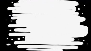 Siyah arka planda beyaz boya damlıyor. 4K 'da alfa kanallı beyazlatıcı ile görüntü değişimi. Sahne değişimi için fırça darbeleriyle stok sanat klipsi.
