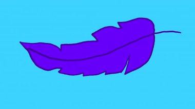 Mor tüy döner ve mavi ekrana düşer. 4K 'daki alfa kanallı bir tüyün stok görüntüleri.