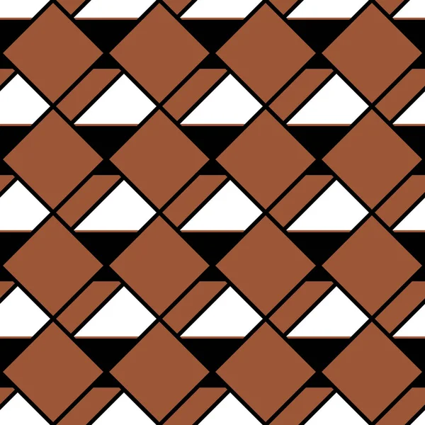 Geometrisch Abstract Vectorpatroon Naadloos Herhaalbaar Bruin Zwart Wit — Stockvector