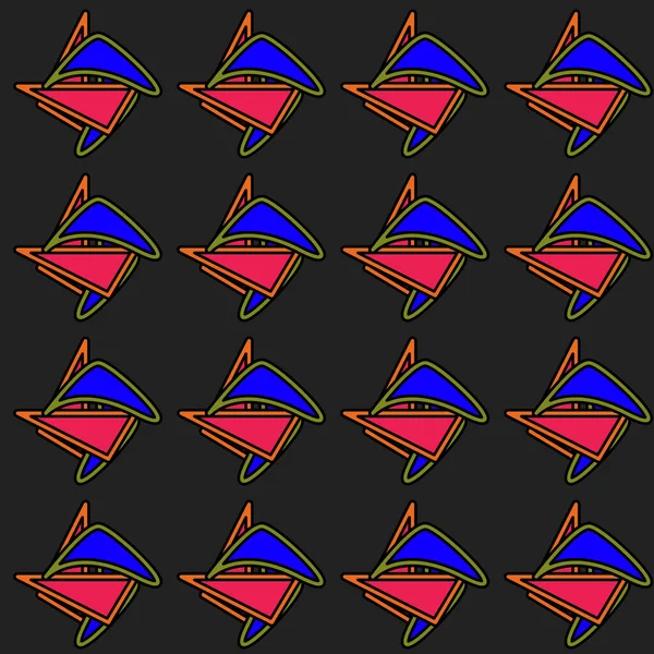 Abstraktes Buntes Muster Auf Schwarzem Hintergrund Geometrisches Nahtlos Wiederholbares Vektormuster — Stockvektor