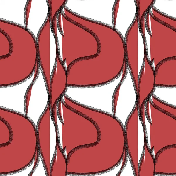 Kurvige Rot Weiße Geometrische Muster Die Sich Nahtlos Wiederholen Lassen — Stockvektor